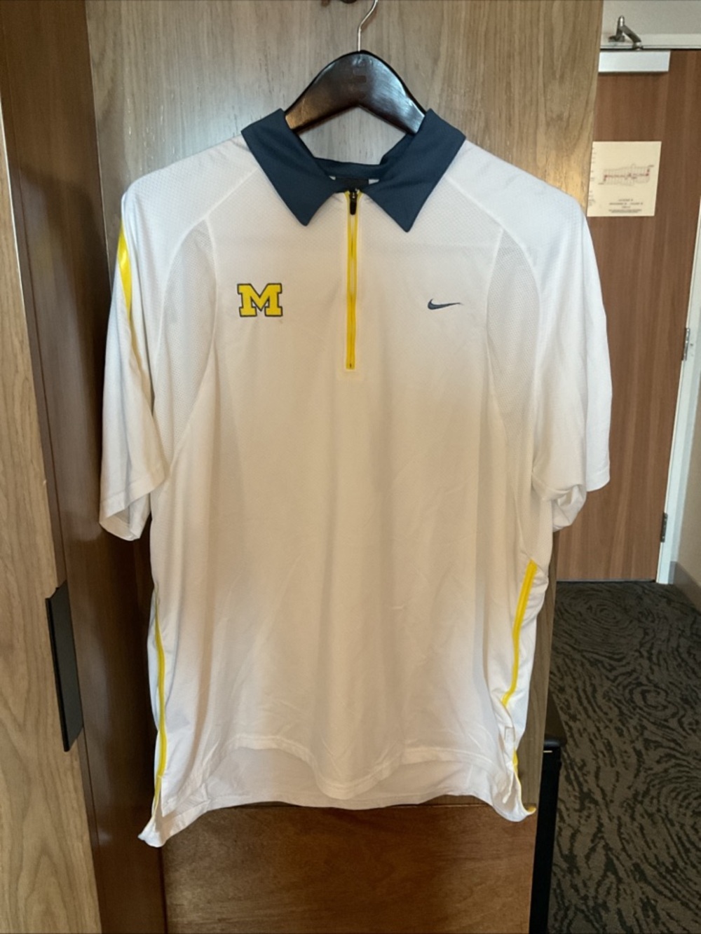 Nike Sphere Dry - Men’s White University of Michigan 1/4 Zip Polo Shirt